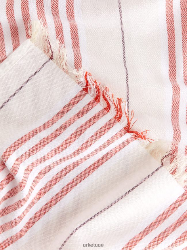 أدوات منزلية عبد اللطيف ARKET للجنسين بطانية الشاطئ القطنية أبيض/أحمر BXB8481358