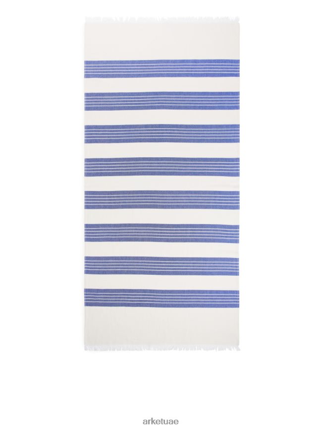 أدوات منزلية عبد اللطيف ARKET للجنسين بطانية الشاطئ القطنية أزرق أبيض BXB848631