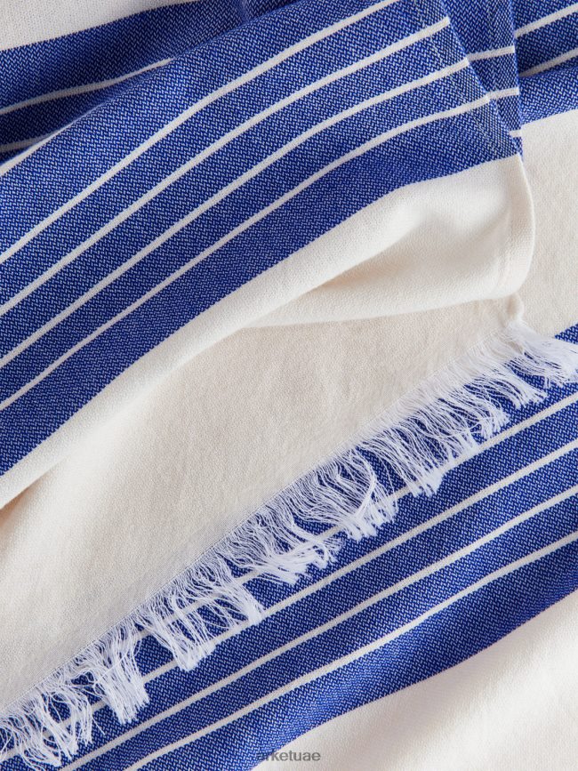 أدوات منزلية عبد اللطيف ARKET للجنسين بطانية الشاطئ القطنية أزرق أبيض BXB848631