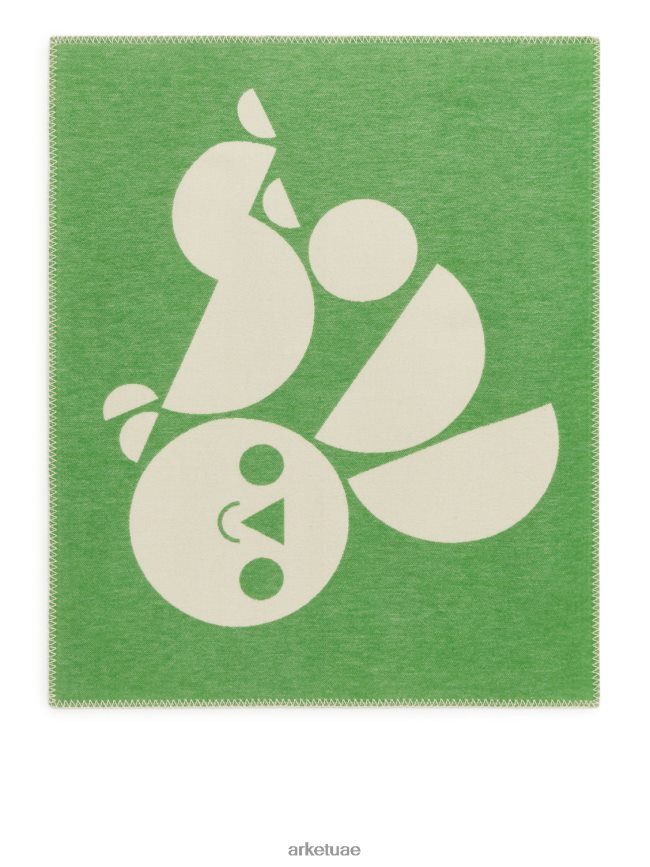 أدوات منزلية عبد اللطيف ARKET للجنسين بطانية قطنية من طبعة الفنان أخضر/أبيض BXB8481745