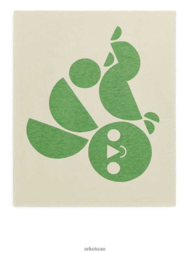 أدوات منزلية عبد اللطيف ARKET للجنسين بطانية قطنية من طبعة الفنان أخضر/أبيض BXB8481745