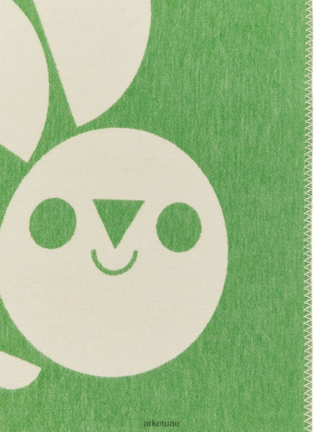 أدوات منزلية عبد اللطيف ARKET للجنسين بطانية قطنية من طبعة الفنان أخضر/أبيض BXB8481745