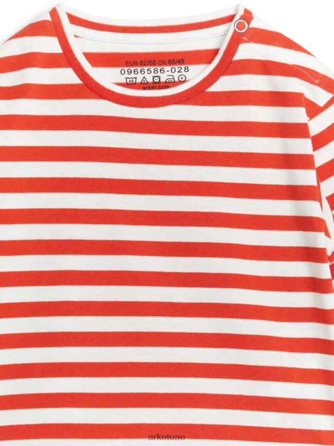 ملابس عبد اللطيف ARKET أطفال أعلى كم طويل أحمر/أوف وايت BXB8481725