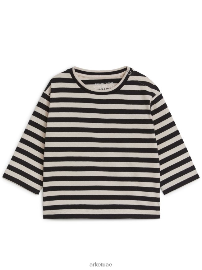 ملابس عبد اللطيف ARKET أطفال أعلى كم طويل أسود/بيج BXB8481735