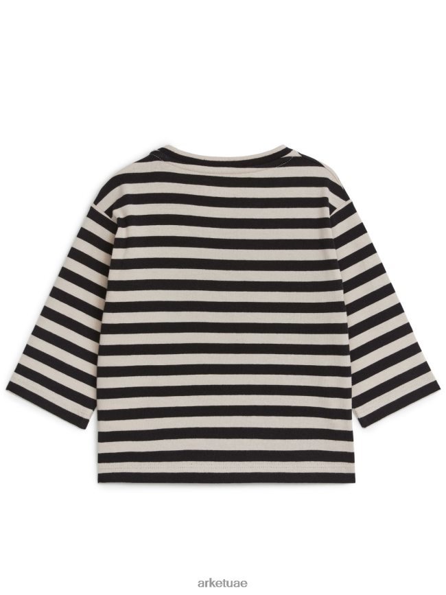 ملابس عبد اللطيف ARKET أطفال أعلى كم طويل أسود/بيج BXB8481735