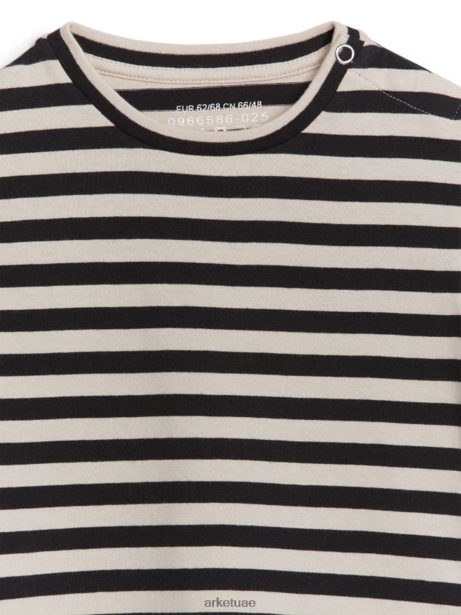 ملابس عبد اللطيف ARKET أطفال أعلى كم طويل أسود/بيج BXB8481735