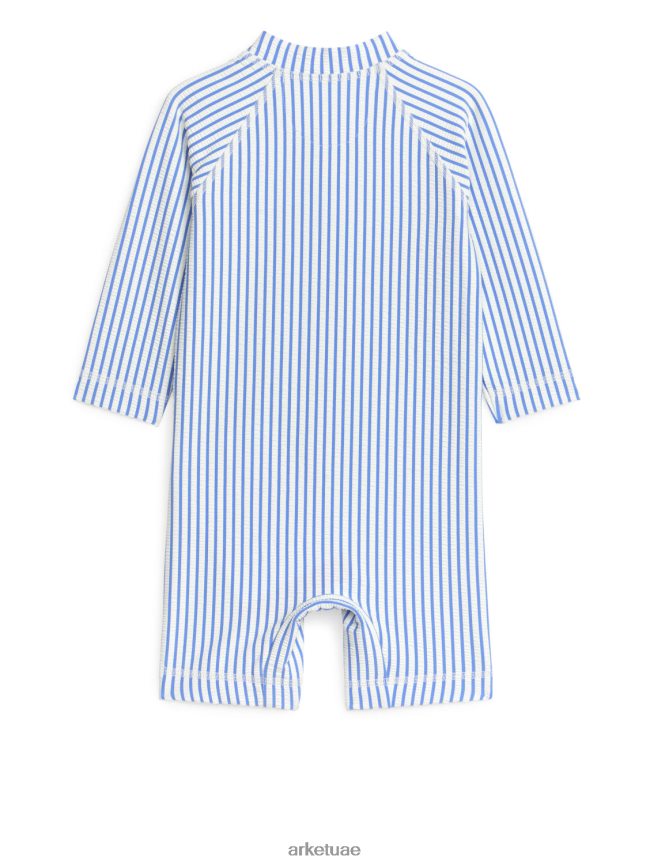 ملابس عبد اللطيف ARKET أطفال السباحة القطنية الطويلة فوق البنفسجية بشكل عام أزرق/شريط BXB8481752