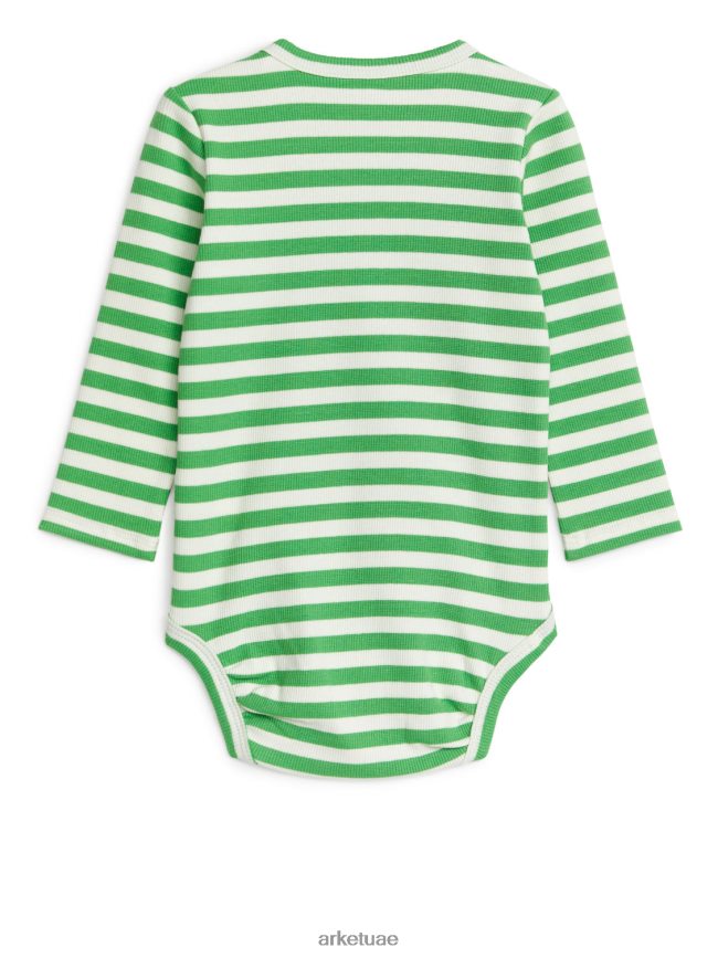 ملابس عبد اللطيف ARKET أطفال بدلة مضلعة بأكمام طويلة أخضر/أبيض BXB8481712