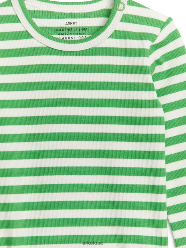 ملابس عبد اللطيف ARKET أطفال بدلة مضلعة بأكمام طويلة أخضر/أبيض BXB8481712