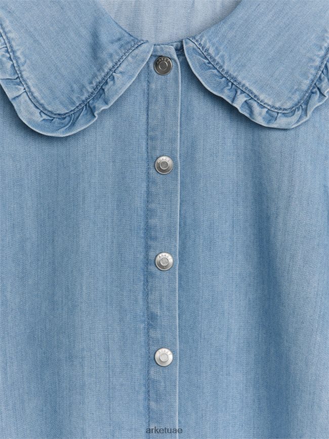 ملابس عبد اللطيف ARKET أطفال بلوزة الدنيم المكشكشة أزرق BXB8481438