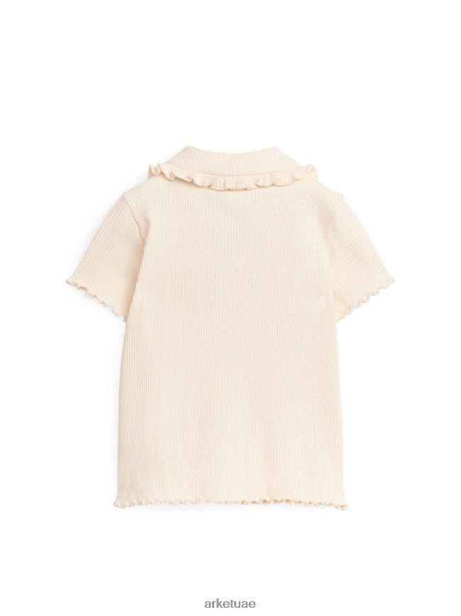 ملابس عبد اللطيف ARKET أطفال بلوزة جيرسيه مضلعة بياقة مكشكشة اللون البيج BXB8481466