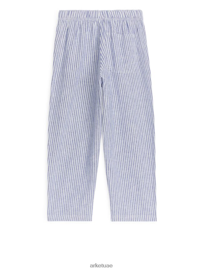 ملابس عبد اللطيف ARKET أطفال بنطال كتان مريح أزرق/شريط BXB8481562