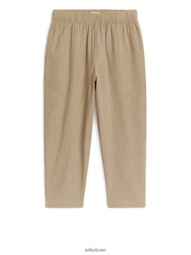ملابس عبد اللطيف ARKET أطفال بنطال كتان مريح اللون البيج BXB8481559