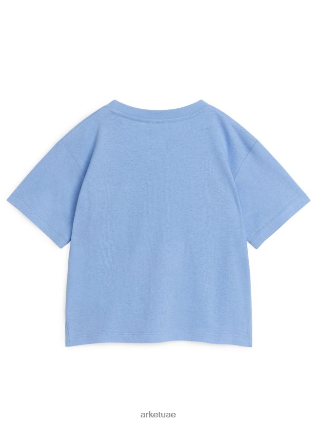 ملابس عبد اللطيف ARKET أطفال تي شيرت فضفاض من مزيج الكتان أزرق فاتح BXB8481481