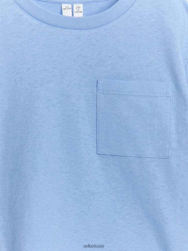 ملابس عبد اللطيف ARKET أطفال تي شيرت فضفاض من مزيج الكتان أزرق فاتح BXB8481481