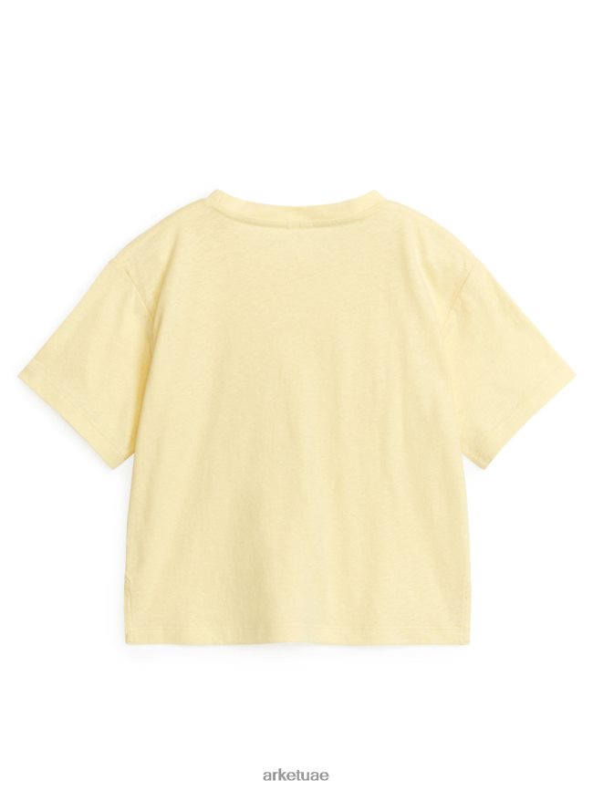 ملابس عبد اللطيف ARKET أطفال تي شيرت فضفاض من مزيج الكتان أصفر مغبر BXB8481479
