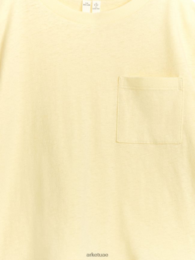 ملابس عبد اللطيف ARKET أطفال تي شيرت فضفاض من مزيج الكتان أصفر مغبر BXB8481479