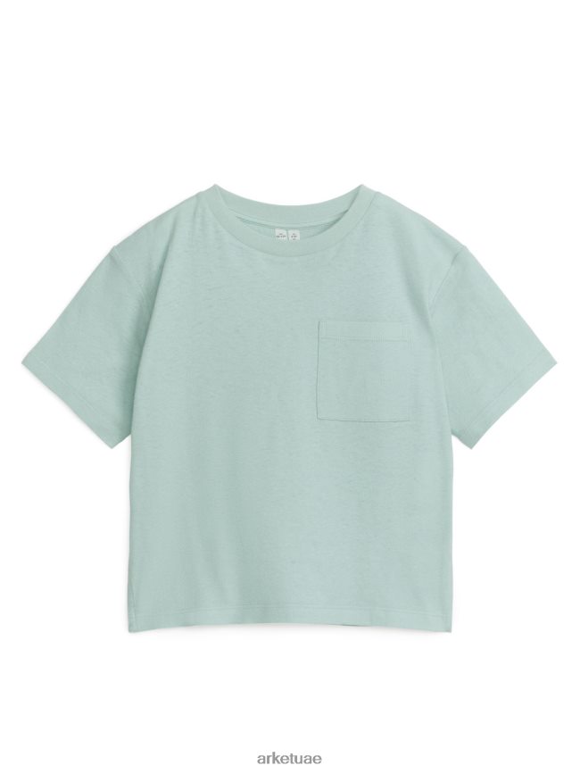 ملابس عبد اللطيف ARKET أطفال تي شيرت فضفاض من مزيج الكتان نعناع BXB8481461