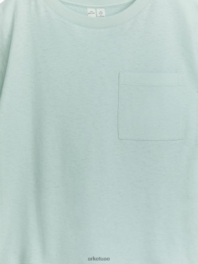 ملابس عبد اللطيف ARKET أطفال تي شيرت فضفاض من مزيج الكتان نعناع BXB8481461