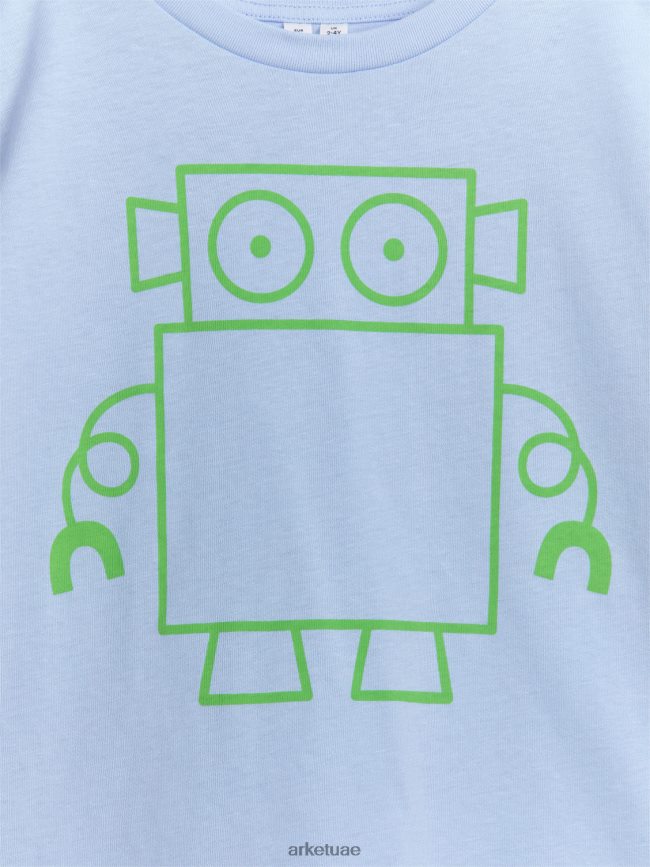 ملابس عبد اللطيف ARKET أطفال تي شيرت كبير الحجم أزرق فاتح/روبوت BXB8481457
