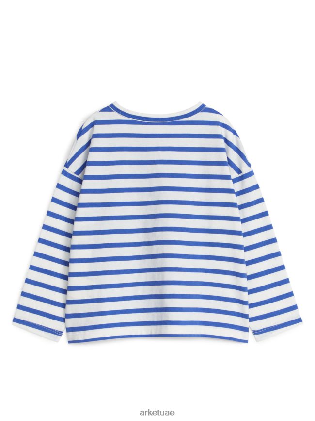 ملابس عبد اللطيف ARKET أطفال تي شيرت كبير الحجم بأكمام طويلة أبيض/أزرق ساطع BXB8481513