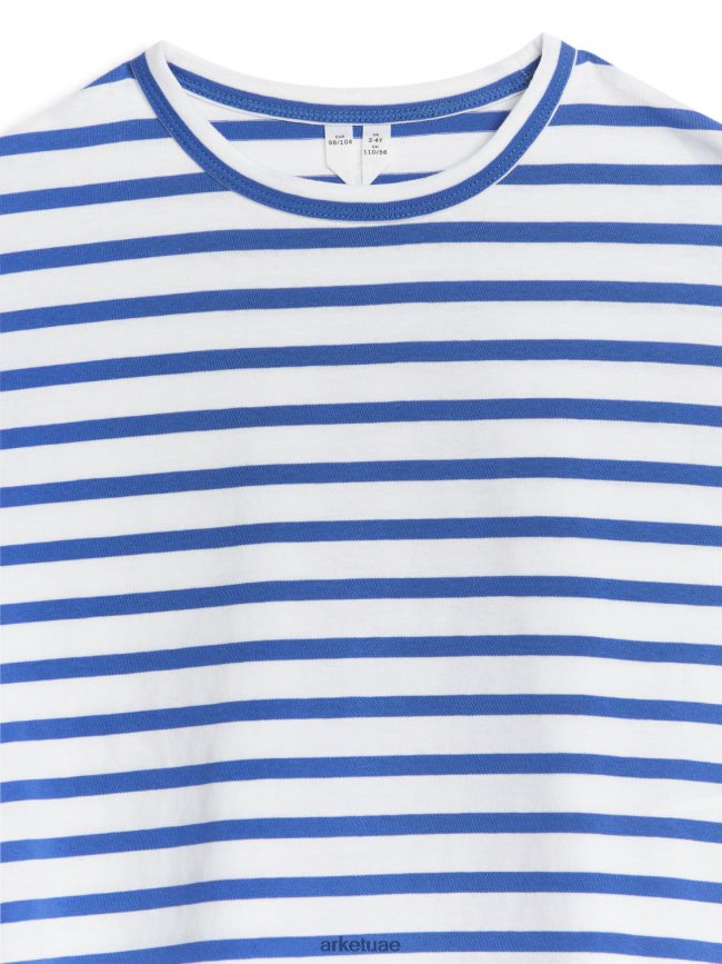 ملابس عبد اللطيف ARKET أطفال تي شيرت كبير الحجم بأكمام طويلة أبيض/أزرق ساطع BXB8481513