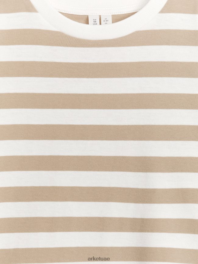 ملابس عبد اللطيف ARKET أطفال تي شيرت كبير الحجم بأكمام طويلة بيج/خطوط BXB8481499