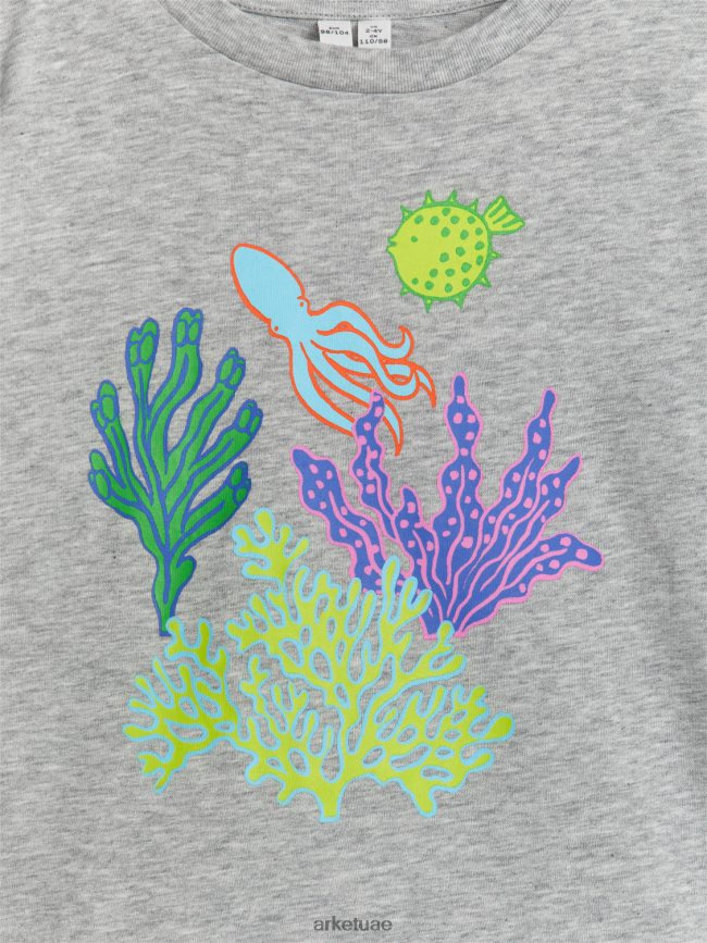 ملابس عبد اللطيف ARKET أطفال تي شيرت كبير الحجم رمادي/شعاب مرجانية BXB8481462