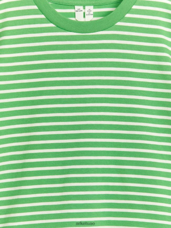 ملابس عبد اللطيف ARKET أطفال تي شيرت مخطط أخضر/أبيض BXB8481501