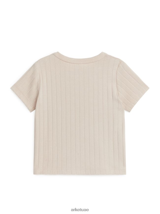 ملابس عبد اللطيف ARKET أطفال تي شيرت مضلع اللون البيج BXB8481759