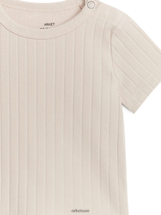 ملابس عبد اللطيف ARKET أطفال تي شيرت مضلع اللون البيج BXB8481759