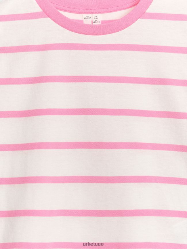ملابس عبد اللطيف ARKET أطفال تي شيرت واسع أبيض/وردي BXB8481465
