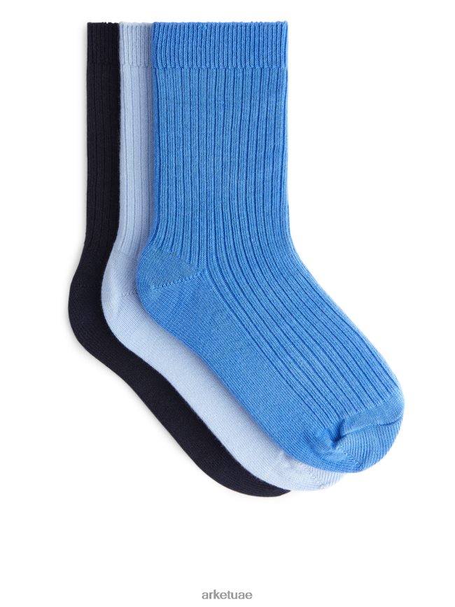 ملابس عبد اللطيف ARKET أطفال جوارب مضلعة، 3 أزواج أزرق/أزرق فاتح/أسود BXB8481616