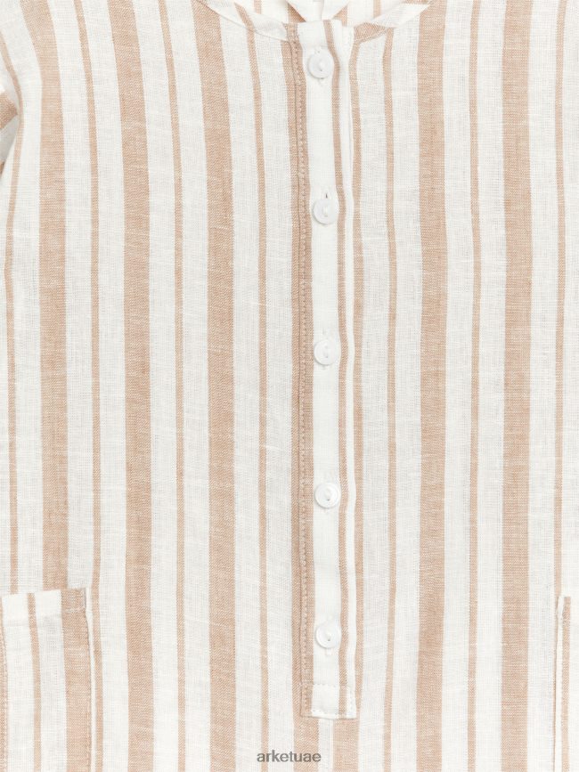 ملابس عبد اللطيف ARKET أطفال رومبير الكتان بيج/خطوط BXB8481700