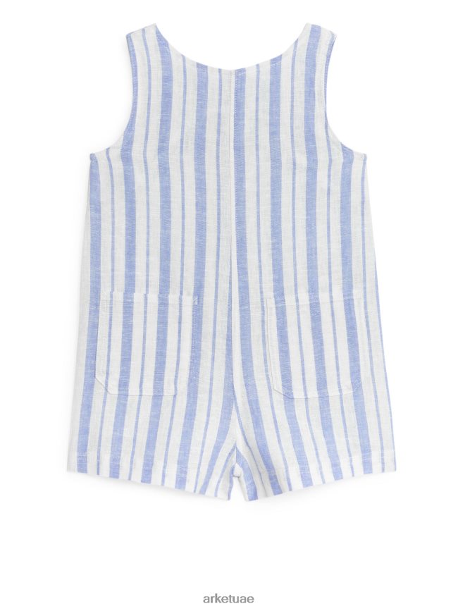 ملابس عبد اللطيف ARKET أطفال رومبير من القطن والكتان بدون أكمام خطوط زرقاء BXB8481701