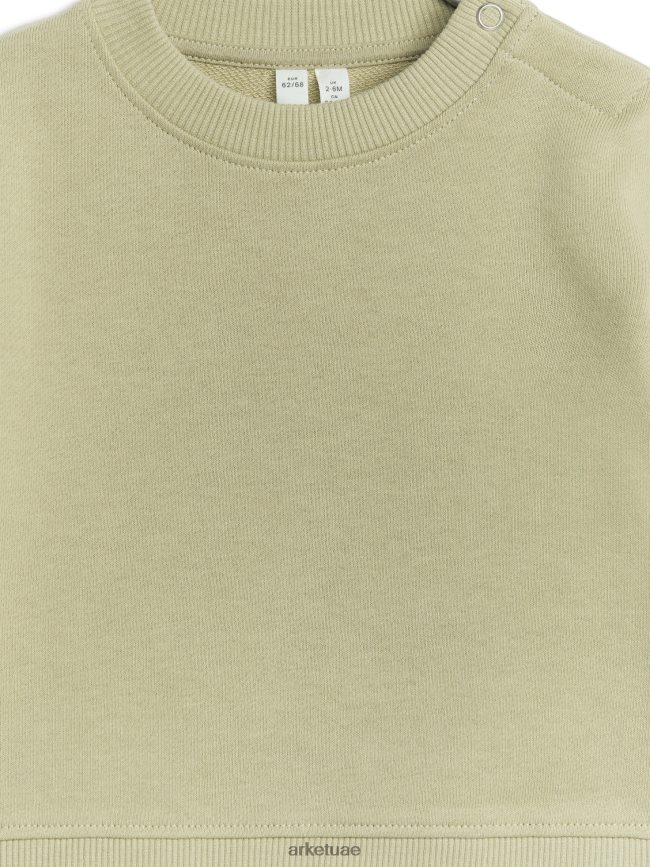 ملابس عبد اللطيف ARKET أطفال سترة قطن فضفاضة أخضر كاكي فاتح BXB8481762