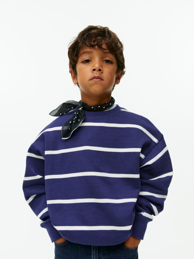 ملابس عبد اللطيف ARKET أطفال سترة مريحة أزرق غامق/أوف وايت BXB8481516