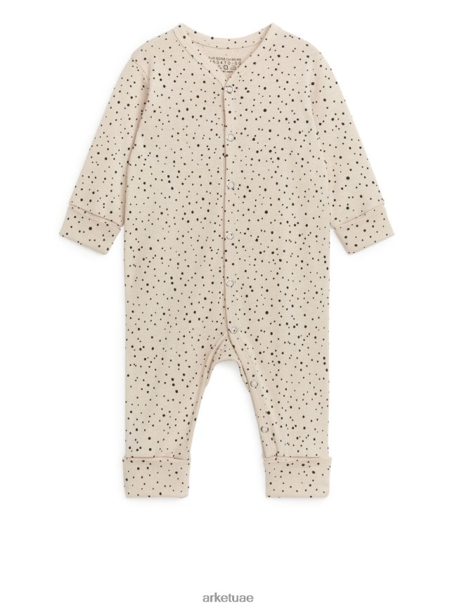 ملابس عبد اللطيف ARKET أطفال طقم بيجامة الكل في واحد مكون من قطعتين بيج فاتح/أسود BXB8481753