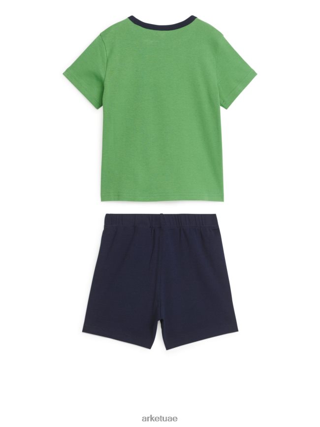 ملابس عبد اللطيف ARKET أطفال طقم بيجامة جيرسي قصير الأخضر / نحلة BXB8481663