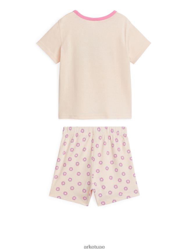 ملابس عبد اللطيف ARKET أطفال طقم بيجامة جيرسي قصير برتقالي فاتح/زهرة BXB8481664