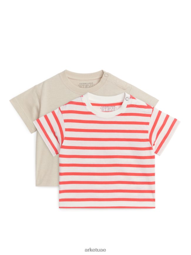 ملابس عبد اللطيف ARKET أطفال طقم تيشيرت قطن قطعتين بيج فاتح/أبيض/أحمر BXB8481758