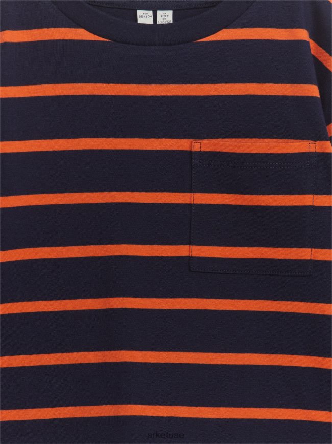 ملابس عبد اللطيف ARKET أطفال فانلة بكم طويل أزرق غامق/خطوط BXB8481453