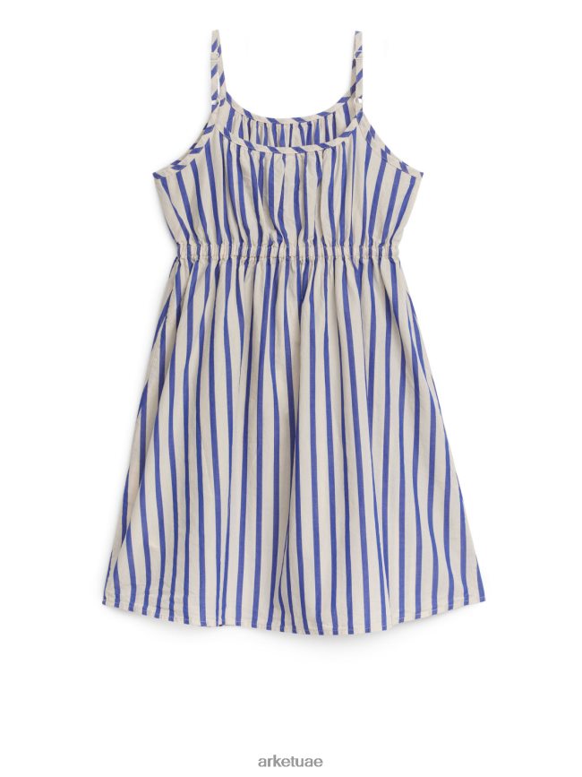 ملابس عبد اللطيف ARKET أطفال فستان الشمس المنسوج خطوط زرقاء BXB8481368