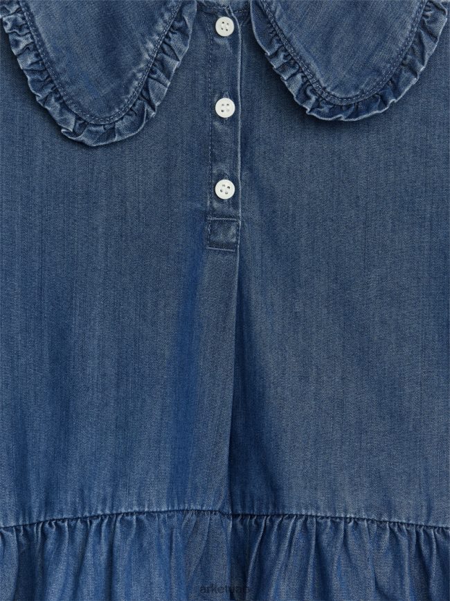 ملابس عبد اللطيف ARKET أطفال فستان الفانيلا المكشكش أزرق BXB8481373