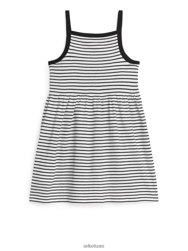 ملابس عبد اللطيف ARKET أطفال فستان بحزام جيرسي خطوط سوداء BXB8481378
