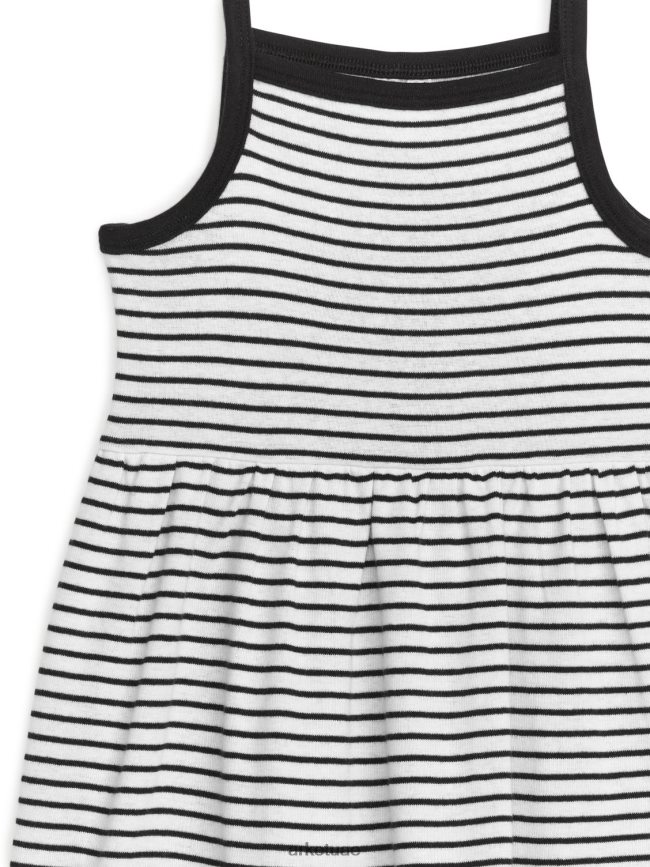 ملابس عبد اللطيف ARKET أطفال فستان بحزام جيرسي خطوط سوداء BXB8481378