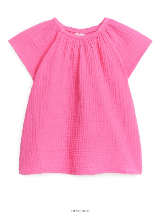 ملابس عبد اللطيف ARKET أطفال فستان قصير من القماش القطني لون القرنفل BXB8481739