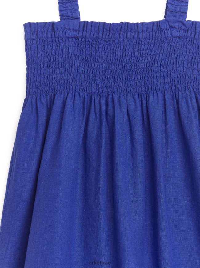 ملابس عبد اللطيف ARKET أطفال فستان قطني مدخن أزرق BXB8481375