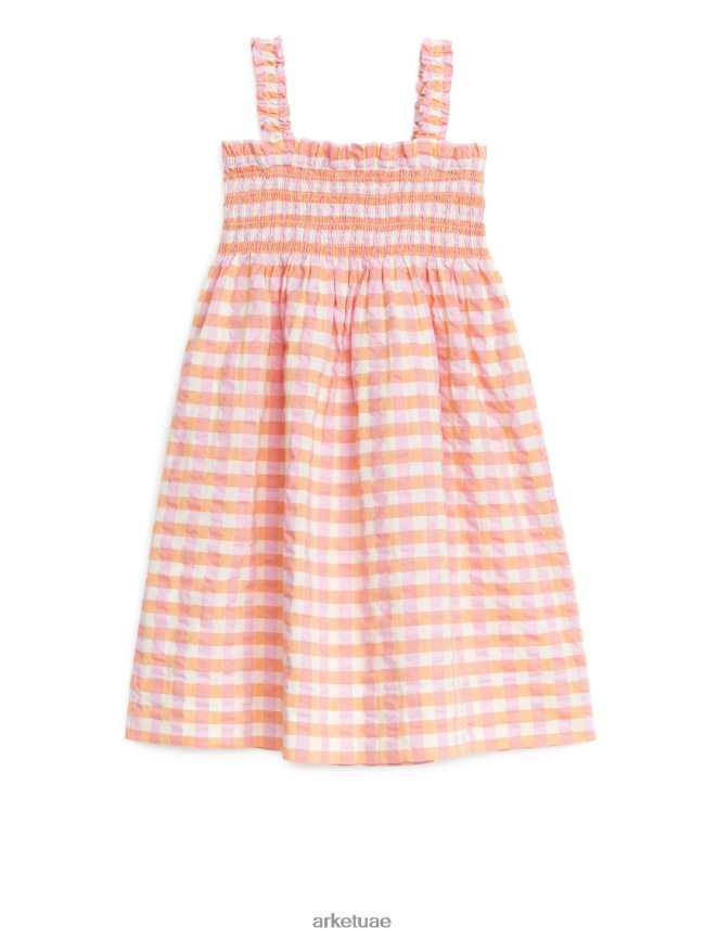 ملابس عبد اللطيف ARKET أطفال فستان قطني مدخن برتقالي/محدد BXB8481376