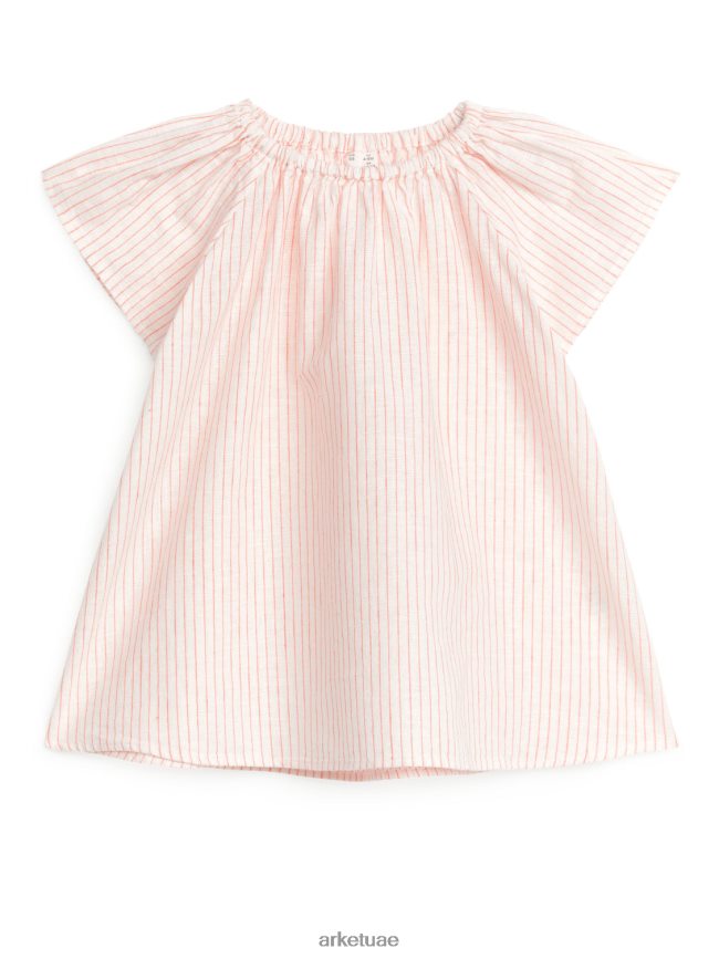 ملابس عبد اللطيف ARKET أطفال فستان من القطن والكتان أوف وايت/برتقالي BXB8481720